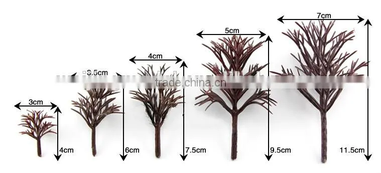 Decorative plastic scale model trees in other construction