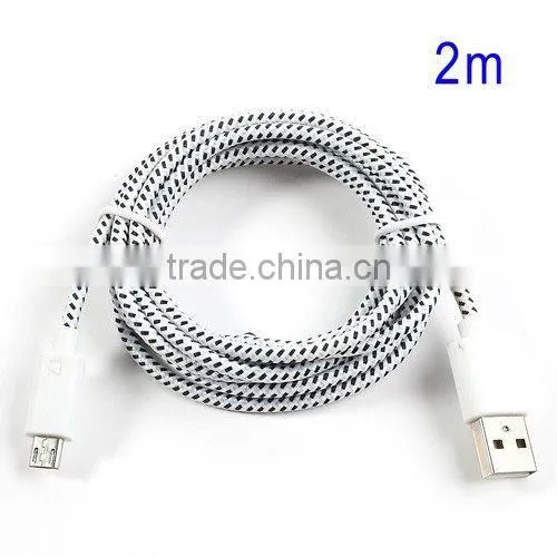 Newest Multi-color Nylon Woven Micro USB Cable Cord for Samsung, HTC, LG, Nokia and Sony