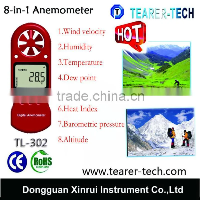 Newest Handheld Anemometer TL-302 Weather Meter with Temperature, Humidity, Dewpoint, Heat Index, Wind Chill and Barometer