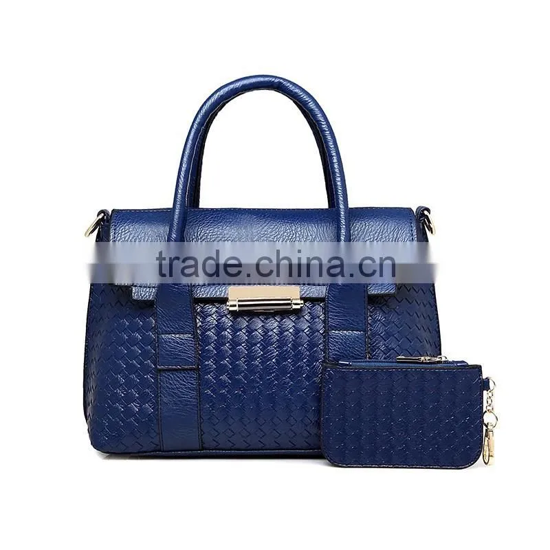 2016 China Wholesale Knitted PU Handbag And Purse Set