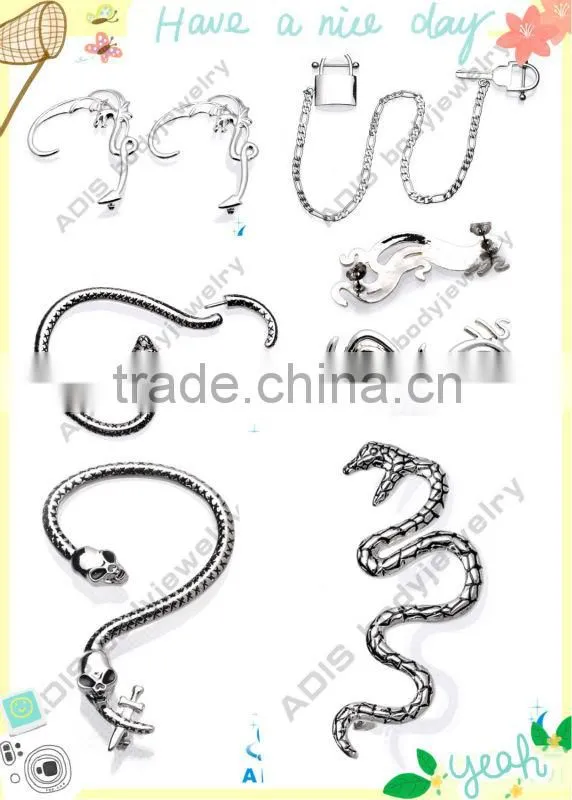 surgical steel nipple captive ring,lock earrings piercing