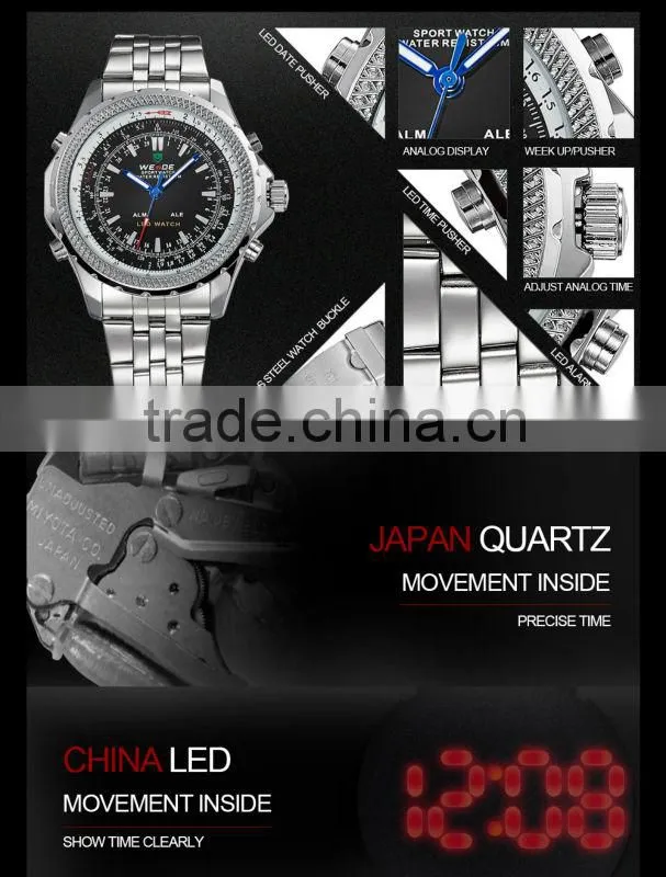 2014 New products WEIDE men's style casual dresses 30 meter waterproofed sports watch Japan quartz WH904 24-hour
