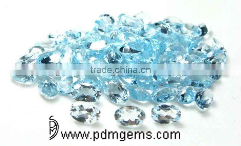 Sky Blue Topaz Semi Precious Gemstone Oval Cut Faceted Lot For Sale From Manufacturer
