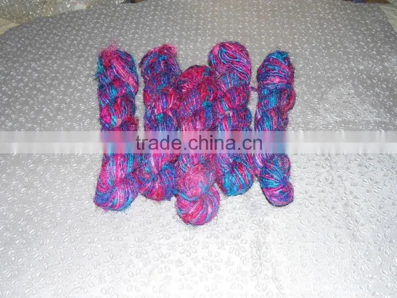 solid colored sari silk yarns, sari silk yarns, recycled sari silk yarns, multicolored sari silk yarns