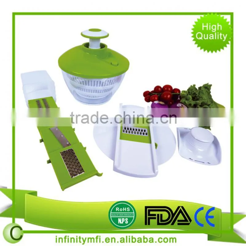 2016 Kitchen Tools New All in One Manual Food Processor of Salad Spinner Fruits and Vegetables Slicer