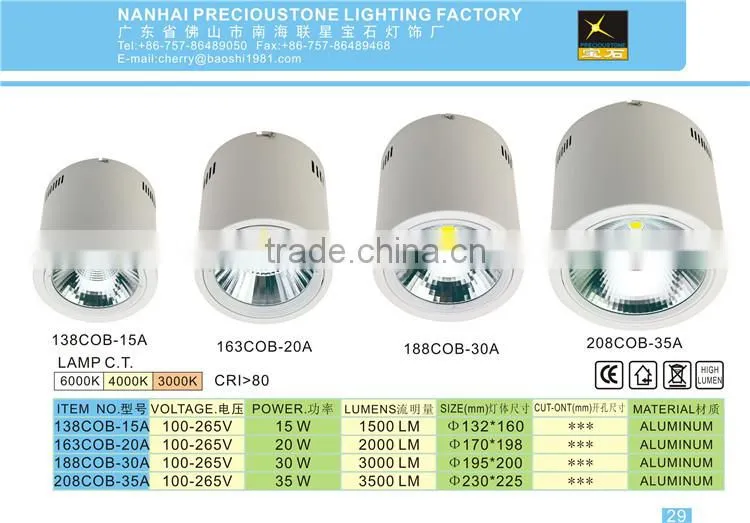 Factory price Shop Gallery 220v surface mounted round downlight led 30 50w