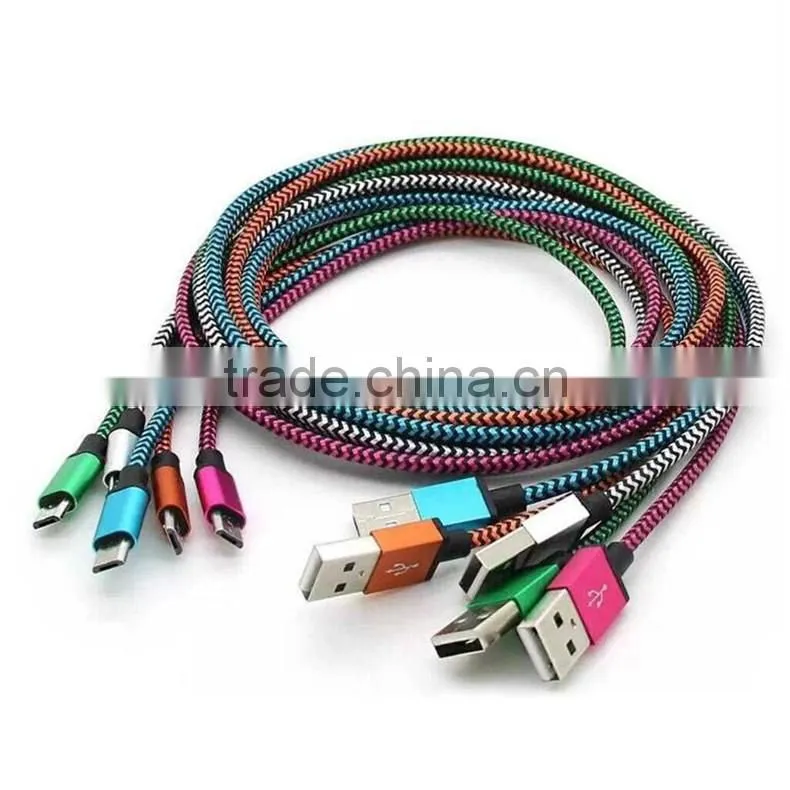Top selling new design woven type USB data cable for Android smartphone