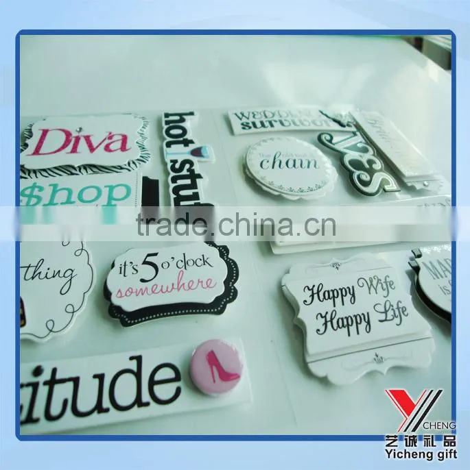 lovely 3D customized Handmade printing puffy Sticker