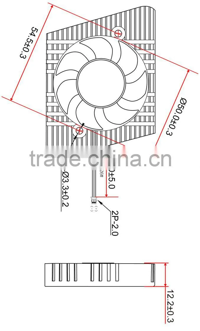 CoolCox Graphic card cooler VC-AL5007,12V VGA cooler fan 50x50x10mm,aluminium heatsink,mounting hole distance 54.8mm