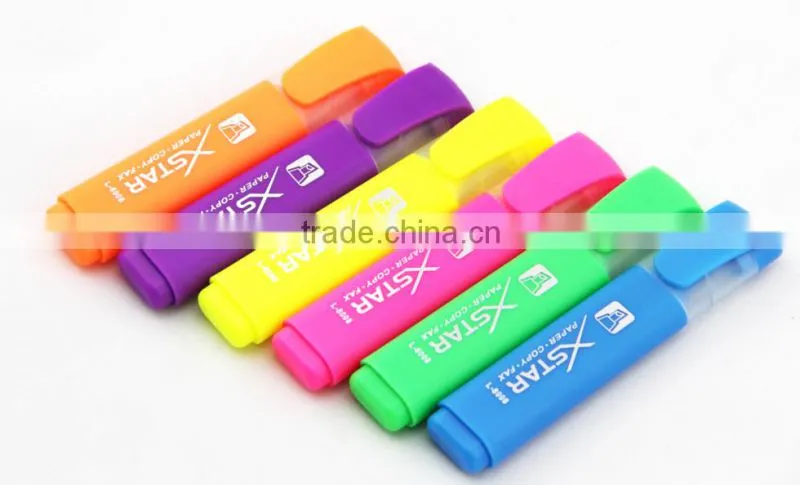 normal size multi-color flat barrel highlighter pen
