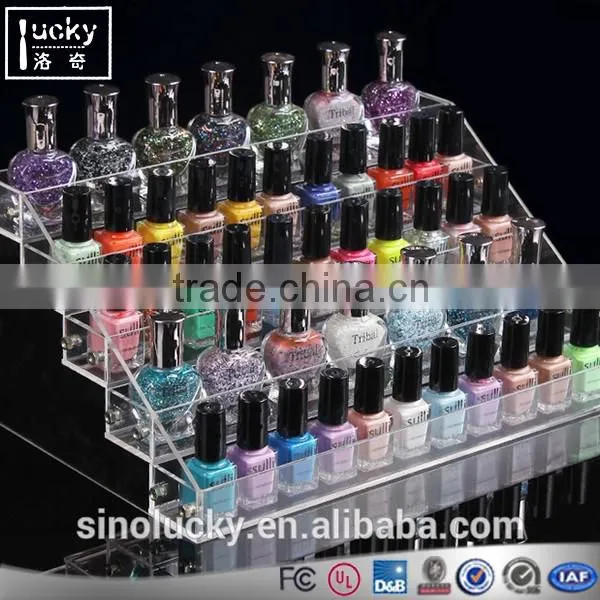 Factory custom size nail polish display stand with 5 steps acrylic rack