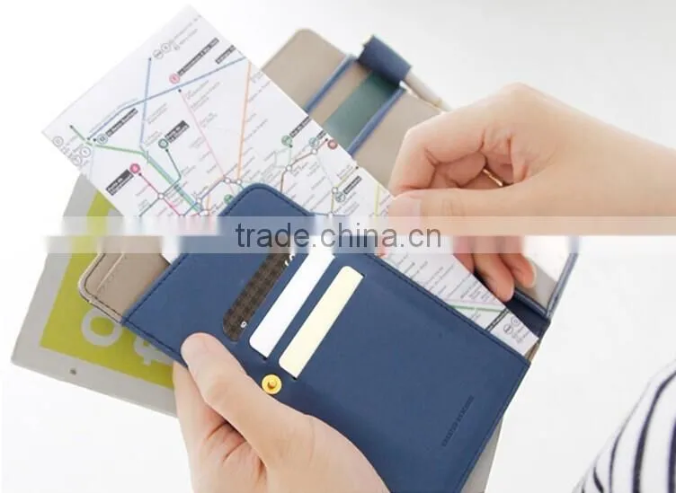 Delicate passport holder with multi-function pocket,leather passport cover with button closed,Beautifully made travel wallet