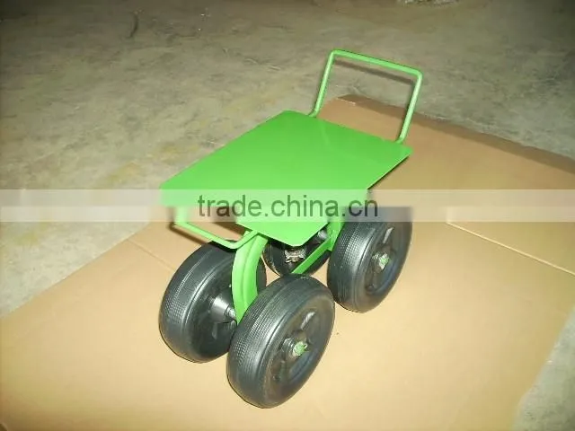 Four plastic wheel Work seat cart