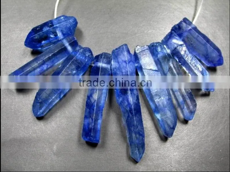 CHARMING BLUE AURA QUARTZ CRYSTAL POINT FOR NECKLACE Wolesale
