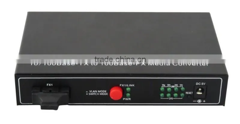 High quality Ethernet fiber optical transceiver 100m 1SFP port 4 RJ45 port fiber optic media converter