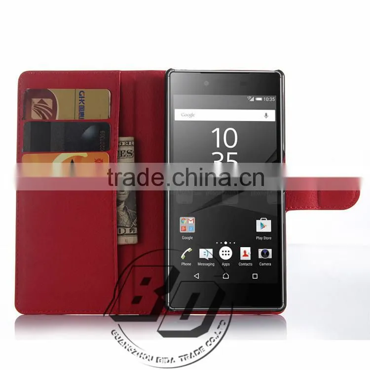 Ultra High Quality Magnetic flip PU leather wallet case with card slots For Sony Xperia Z5 Premium luxury Case fast delivery