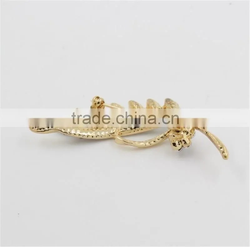 latest brooch flower design rhinestone brooch pin gold/silver fancy brooch