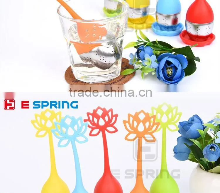 HQ Silicone & Stainless Steel Lotus Design Flower Infuser Tea Strainer