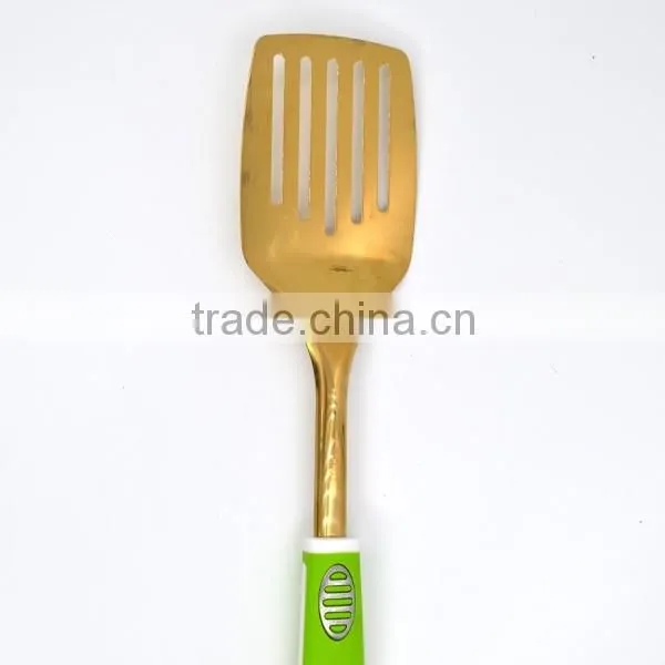 Nice Appearance China Manufacturer gold plating stainless steel frying slotted turner