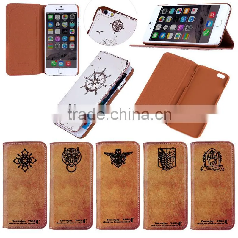 custom stylish leather case for apple iphone 6 classical wallet stand case
