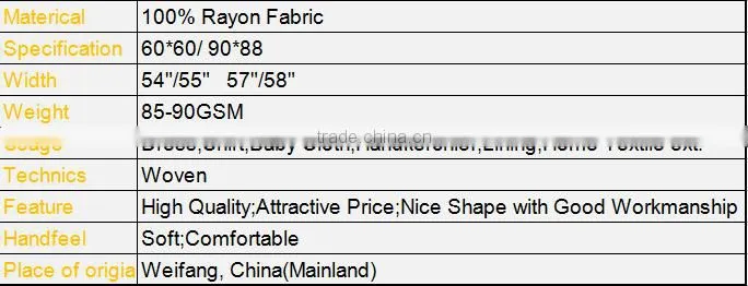 Wholesale High Quality Hot Sell 100% Dyed Rayon Fabric