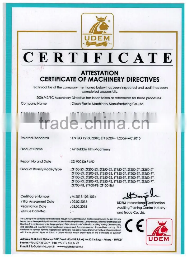 ztech brand EPE foam and air bubble bag making machine