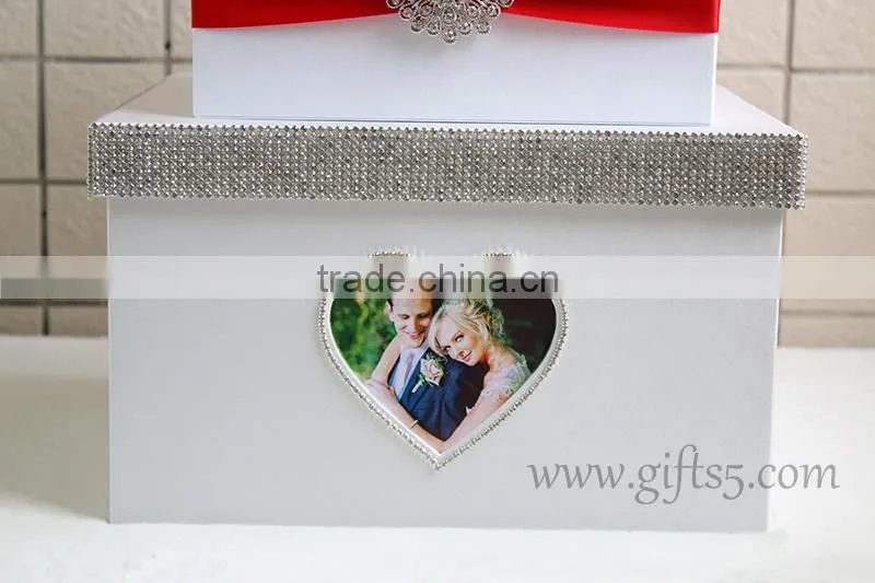 Elegant 3 tier white wedding card box wholesale