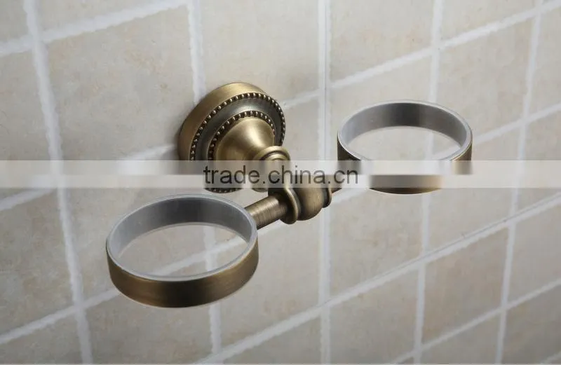 Classic Copper Pure Ceramic Double Tumbler Holder for Bathroom collections