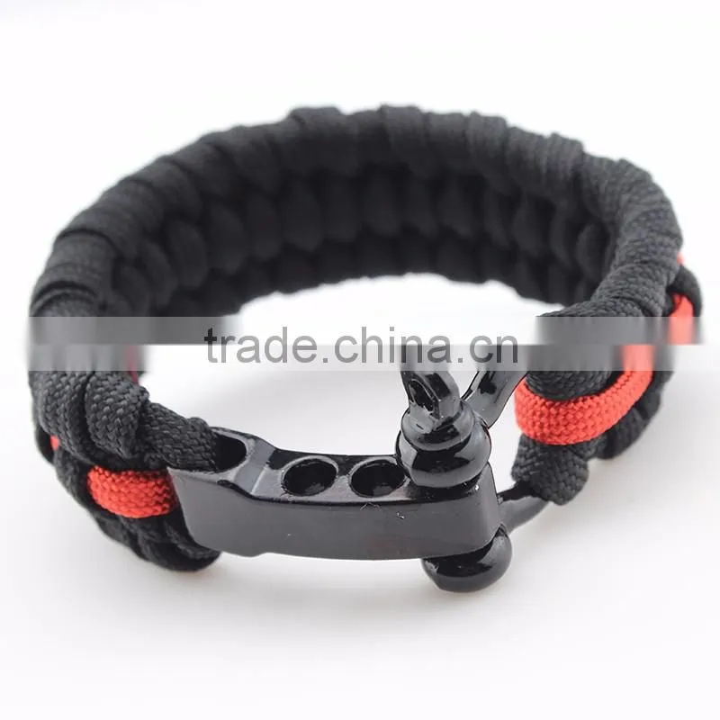 Black Wholesale High Quality Multi-Color Survival 480 Paracord Bracelet With Logo