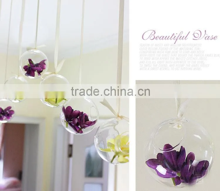 wholesale hanging clear glass ball vase for wedding decor