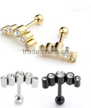 Surgical steel plate technolog bowknot jewelry tragus piercing cartilage earrings plugs initial fashion earring stud