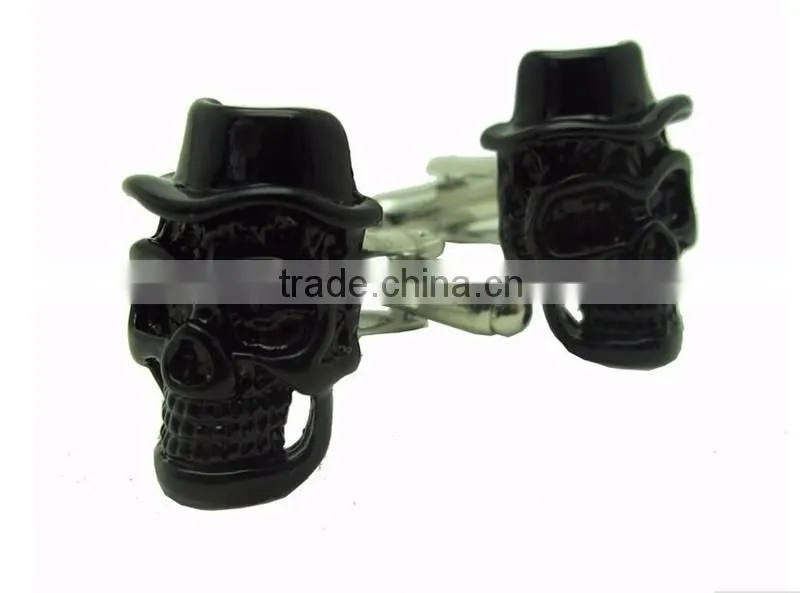 Novelty jewelry charms black skull cufflinks for men's gift