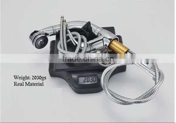 Brass material basin tap, chrome finished kitchen faucets, 1.5m pull out flexible hose wash table