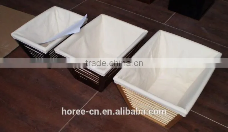 handmade superb bamboo storage basket for home use with cotton liner