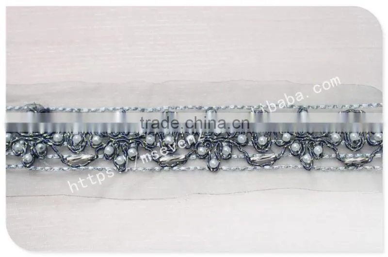 Beautiful design 4cm width guipure embroidery french beaded lace for dress