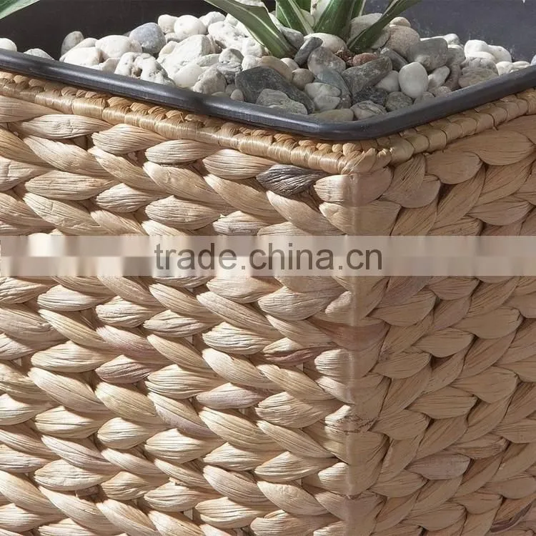 Indoor tall planter unique natural water hyacinth woven pot for plant