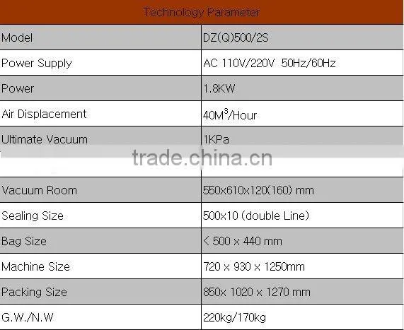frozen pork double chamber vacuum packing machine