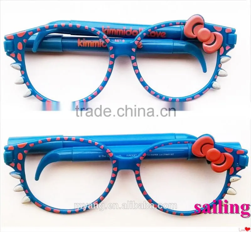 Creative Lovely sun glass style with ball pen for stydent and gift ,Sun Glass Pink Color with Ball Pen 2 in 1