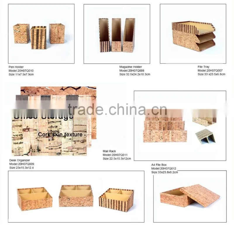 High quality OEM durable 3mm MDF+Cork desk supplies organizer