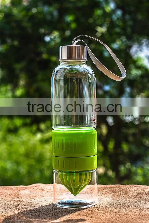 hot sale glass lemon water bottle / Fresh juice drinking cup