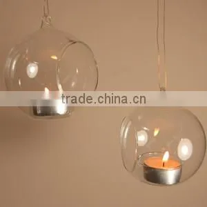 Hanging glass candle holder, hanging glass ball candle holder