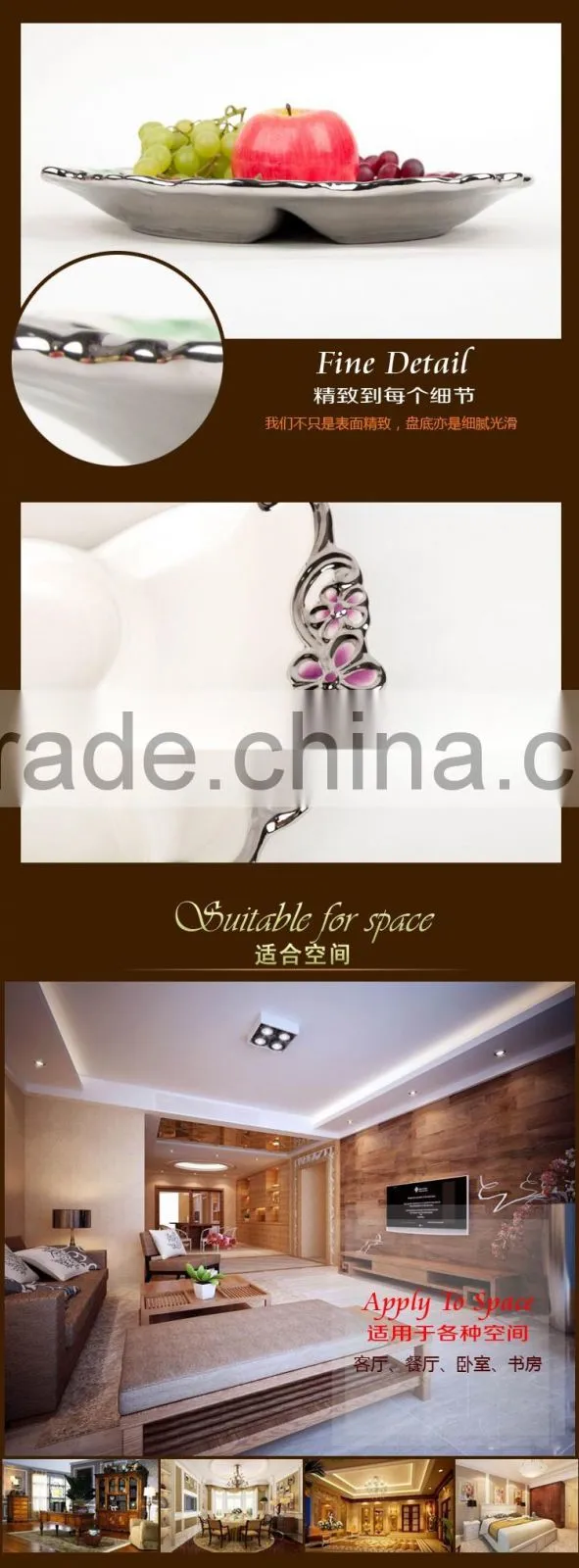 Hot Sale ceramic candy plate golden ,ceramic plate wholesale in stock