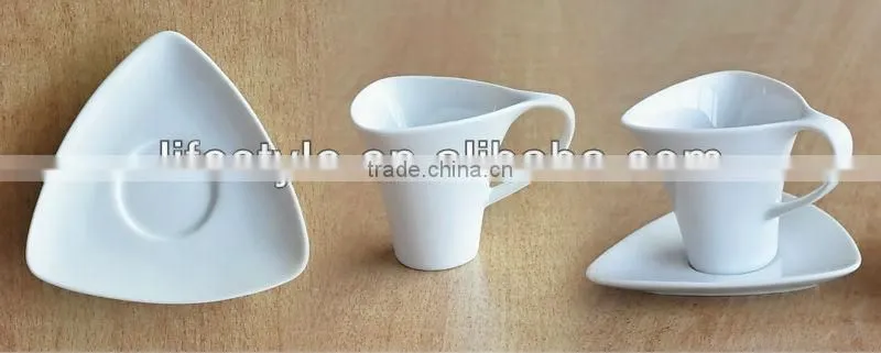 Porcelain Cup and Saucer with Solid Color