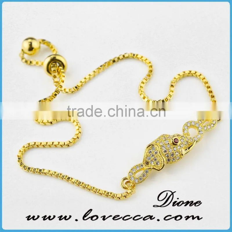 24K gold platinum plated curb crystal micro pave CZ gold chain bracelet for girls
