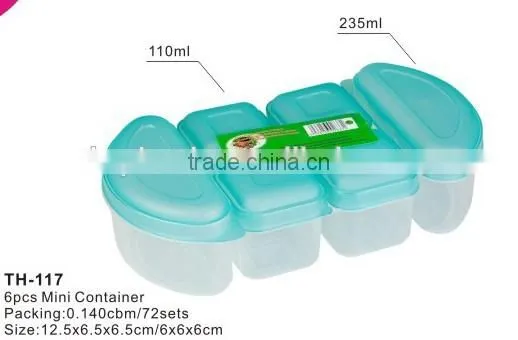 6pcs Rect.Base Mini food Storage lunch box and Food container set