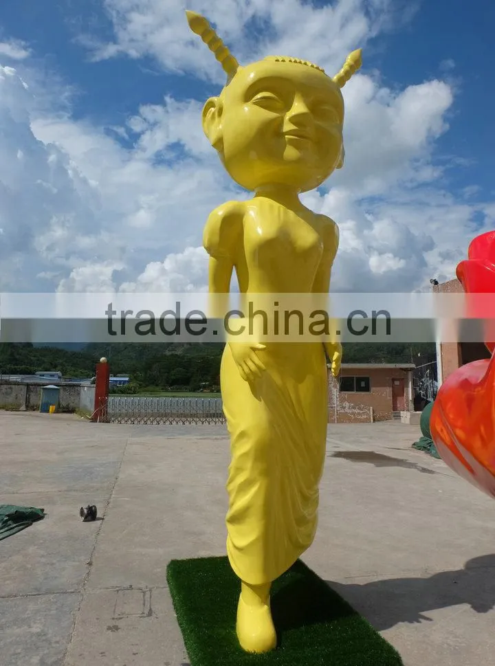 H6 meters fiberglass lady sculpture