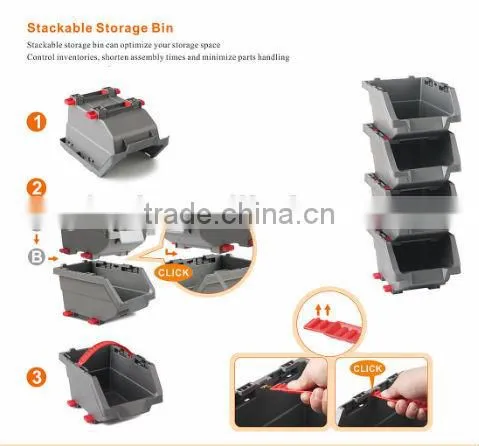 click organizing storage bin,DIY Bin,Plastic storage tool box,combination boxes,stackable bins Plastic PP storage tool bin box