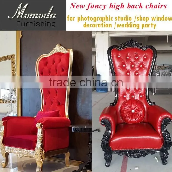 YM01Throne Chair - Queen Chair Upholstered in Luxurious Tufted Purple Velvet