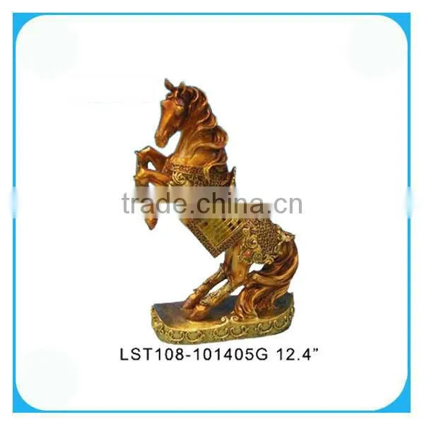 Home Decorative Polyresin Horse Golden Handcrafts