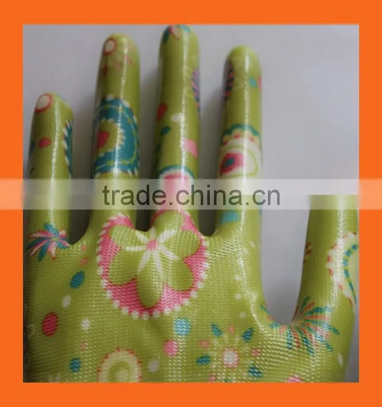 Ladies Garden Work Spring Gardening Gloves,Clear Nitrile Palm Coating Landscape Gloves